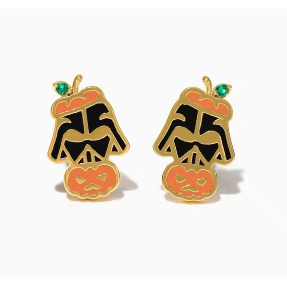 Gold Star Wars Earrings Darth Vader Halloween Stud Earrings - Picture 3 of 5